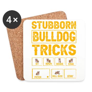Stubborn Bulldog Tricks - Coasters (set of 4) - white - Front