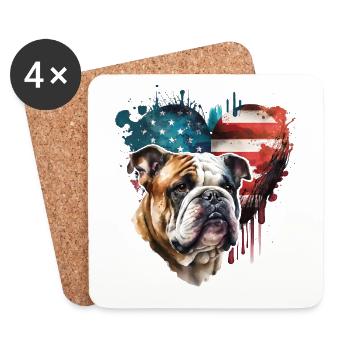 Bulldog anglais États-Unis - Dessous de verre (lot de 4) - blanc - Devant
