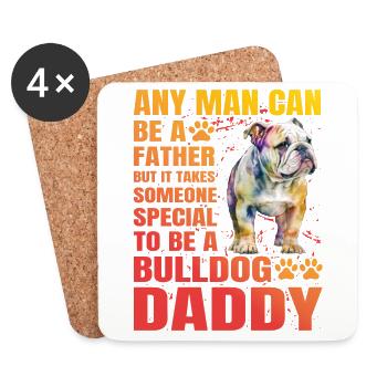 Papa bouledogue - Dessous de verre (lot de 4) - blanc - Devant