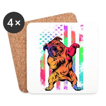English Bulldog Retro - Coasters (set of 4) - white - Front