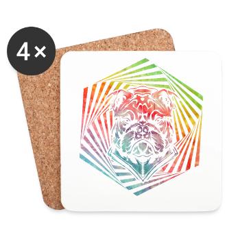 English Bulldog Retro - Coasters (set of 4) - white - Front