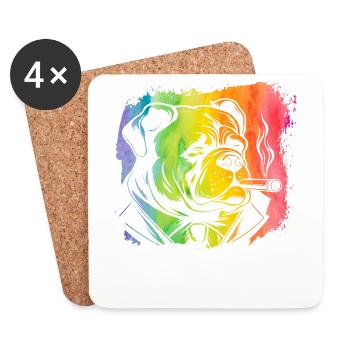 English Bulldog Retro - Coasters (set of 4) - white - Front