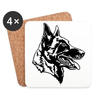 Malinois Kopf Rüde personalisierbar - Untersetzer (4er-Set) - Weiß - Vorne