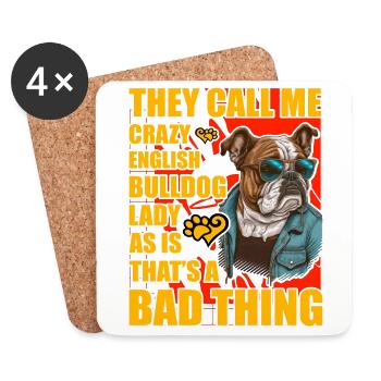 English Bulldog Funny Saying - Coasters (set of 4) - white - Front