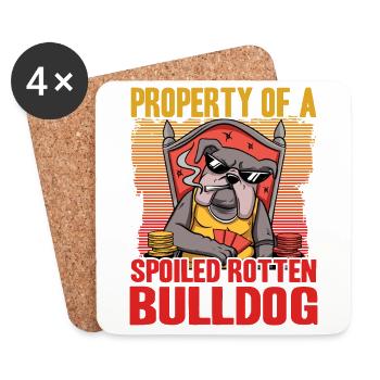 Property of a Spoiled rotten Bulldog - Coasters (set of 4) - white - Front