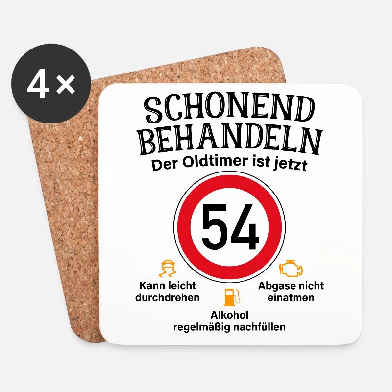 54. Geburtstag Schonend Behandeln Oldtimer Ist 54 - Untersetzer (4er-Set) - Weiß
