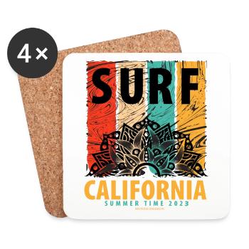 surf california summer time 2023 vintage - Coasters (set of 4) - white - Front