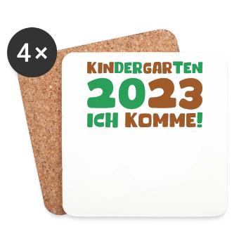 Kindergarten 2023 Ich Komme Mädchen Kita Geschenk - Untersetzer (4er-Set) - Weiß - Vorne
