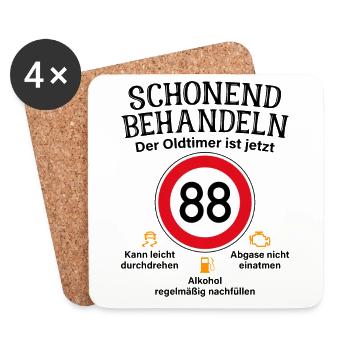 88. Geburtstag Schonend Behandeln Oldtimer Ist 88 - Untersetzer (4er-Set) - Weiß - Vorne