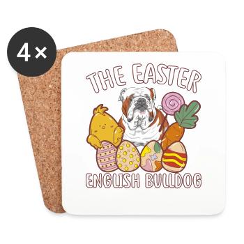 The easter english bulldog - Coasters (set of 4) - white - Front