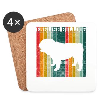 English Bulldog Retro - Coasters (set of 4) - white - Front