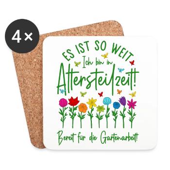 Altersteilzeit Garten Bereit für die Gartenarbeit - Untersetzer (4er-Set) - Weiß - Vorne