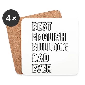 Best English Bulldog Dad ever - Coasters (set of 4) - white - Front