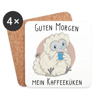Lioba Seidenhuhn, Kaffeezeit - Untersetzer (4er-Set) - Weiß - Vorne