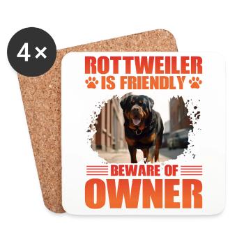 Rottweiler est sympathique méfiez-vous du propriétaire - Dessous de verre (lot de 4) - blanc - Devant