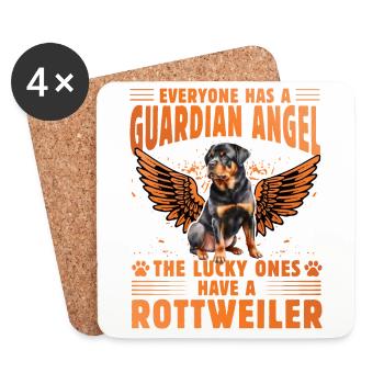 Guardian Angel Rottweiler - Coasters (set of 4) - white - Front