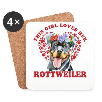 Cette fille aime son Rottweiler - Dessous de verre (lot de 4) - blanc - Devant