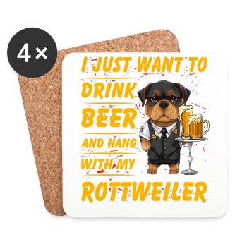 I just want to drink Beer and hang with Rottweiler - Untersetzer (4er-Set) - Weiß - Vorne