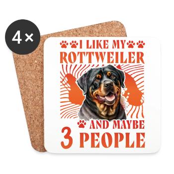 I like my Rottweiler and maybe 3 People - Coasters (set of 4) - white - Front