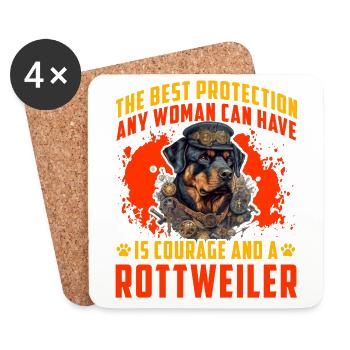 The best protection any woman can have Rottweiler - Coasters (set of 4) - white - Front