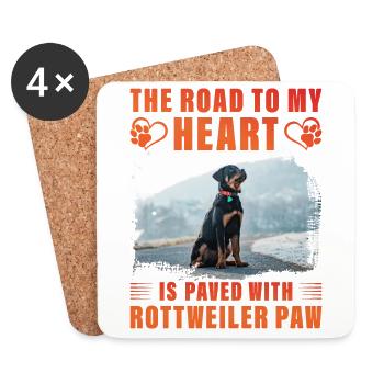 La route vers mon cœur est pavée de patte de Rottweiler - Dessous de verre (lot de 4) - blanc - Devant