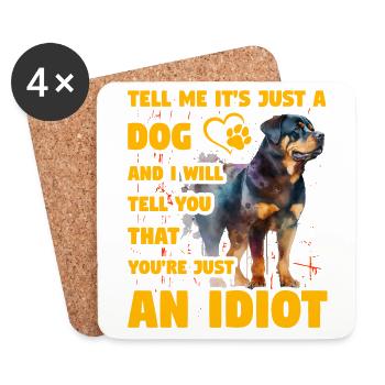 Rottweiler drôle de dicton - Dessous de verre (lot de 4) - blanc - Devant