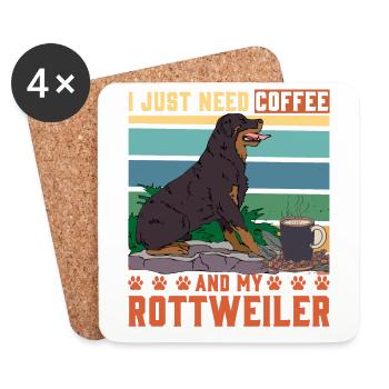 I just need Coffee and my Rottweiler - Untersetzer (4er-Set) - Weiß - Vorne