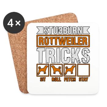 Stubborn Rottweiler Tricks - Coasters (set of 4) - white - Front