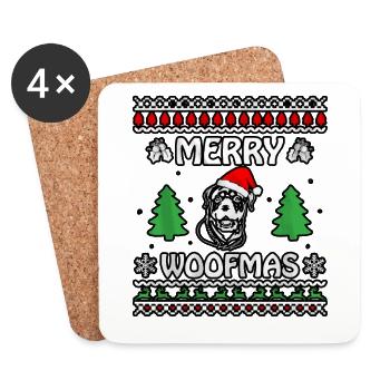 Joyeux woofmas Rottweiler - Dessous de verre (lot de 4) - blanc - Devant