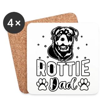 Papa Rottie - Dessous de verre (lot de 4) - blanc - Devant