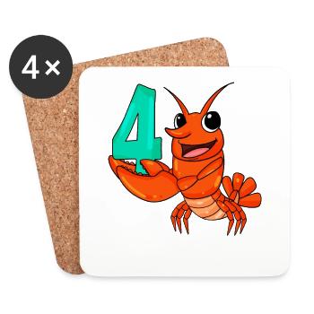 4 birthday 4 years old with animal motif - four - Coasters (set of 4) - white - Front