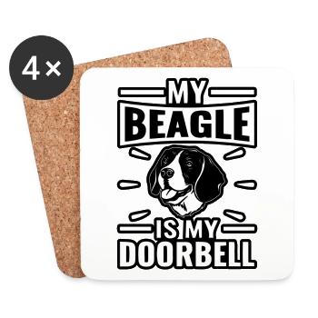 Mon Beagle est ma sonnette - Dessous de verre (lot de 4) - blanc - Devant