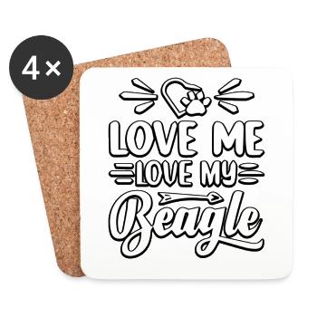 Aime-moi aime mon beagle - Dessous de verre (lot de 4) - blanc - Devant