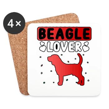 Amoureux du beagle - Dessous de verre (lot de 4) - blanc - Devant