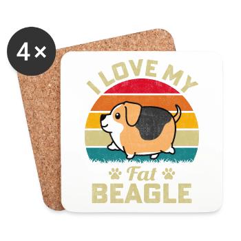 J’aime mon gros Beagle - Dessous de verre (lot de 4) - blanc - Devant
