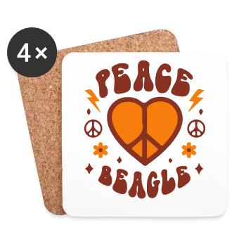 Paix amour beagle - Dessous de verre (lot de 4) - blanc - Devant