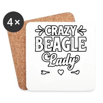 Dame folle beagle - Dessous de verre (lot de 4) - blanc - Devant