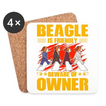 Beagle is friendly beware of owner - Coasters (set of 4) - white - Front