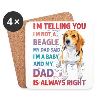 Beagle drôle de dicton - Dessous de verre (lot de 4) - blanc - Devant