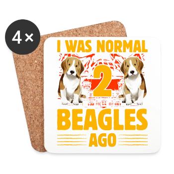 J’étais normal il y a 2 Beagles Beagle - Dessous de verre (lot de 4) - blanc - Devant