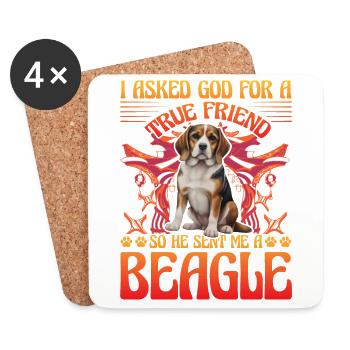 I asked God for a true friend so he sent me beagle - Coasters (set of 4) - white - Front
