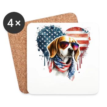 Beagle - Dessous de verre (lot de 4) - blanc - Devant