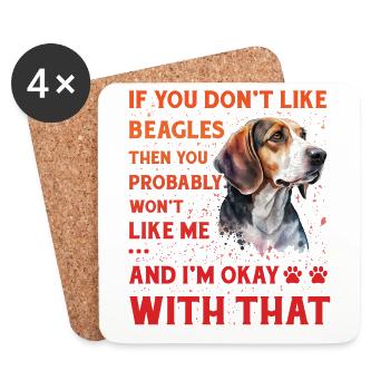 Beagle drôle de chien disant - Dessous de verre (lot de 4) - blanc - Devant