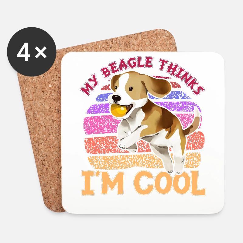 My Beagle thinks I'm cool - Untersetzer (4er-Set) - Weiß