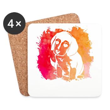 Beagle Hund - Untersetzer (4er-Set) - Weiß - Vorne
