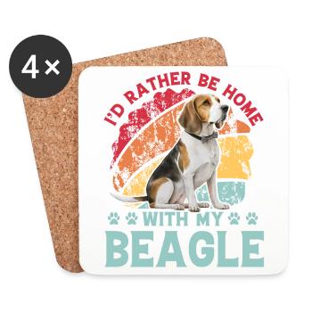 Je préfère être à la maison avec mon Beagle - Dessous de verre (lot de 4) - blanc - Devant
