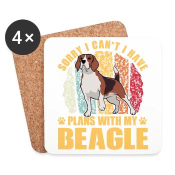 Désolé, je ne peux pas avoir de plans avec mon Beagle - Dessous de verre (lot de 4) - blanc - Devant