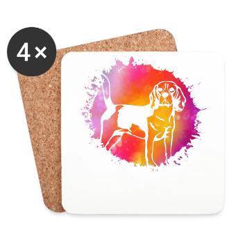 Beagle Hund - Untersetzer (4er-Set) - Weiß - Vorne