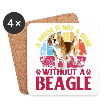 A House is not a home without a Beagle - Coasters (set of 4) - white - Front