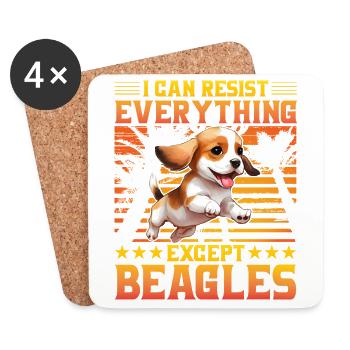 Je peux résister à tout sauf aux Beagles - Dessous de verre (lot de 4) - blanc - Devant